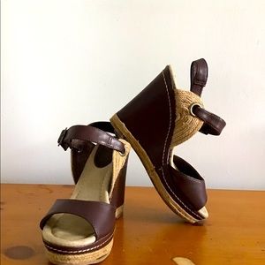 Brown Leather Wedges